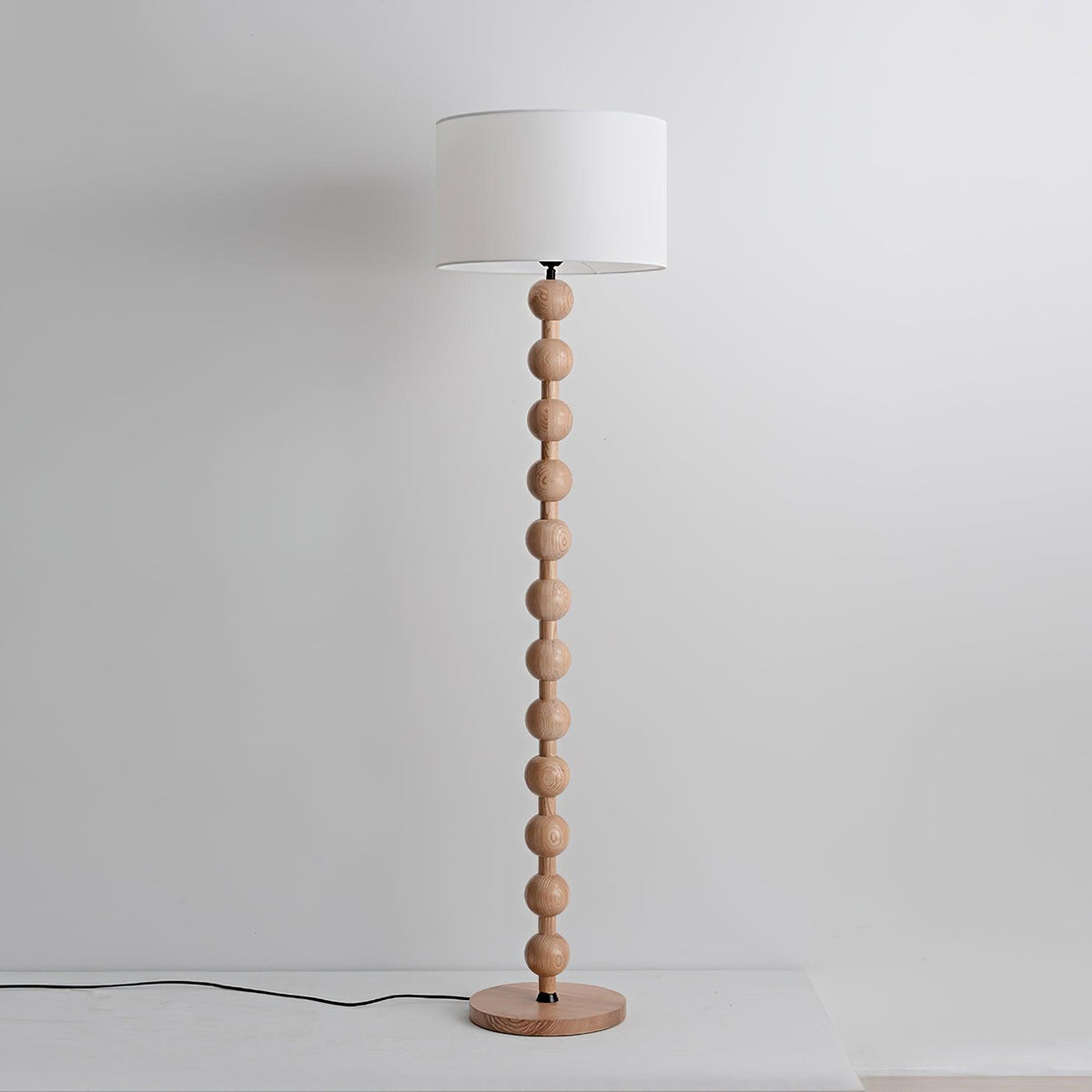 Tall Standing Lamp with White Shade 63 Inches Natural Wood Base Dimmable Accent Light for Bedroom Living Room Corner Reading Nook Modern Dec