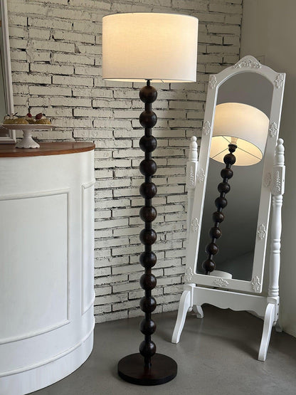 Tall Standing Lamp with White Shade 63 Inches Natural Wood Base Dimmable Accent Light for Bedroom Living Room Corner Reading Nook Modern Dec