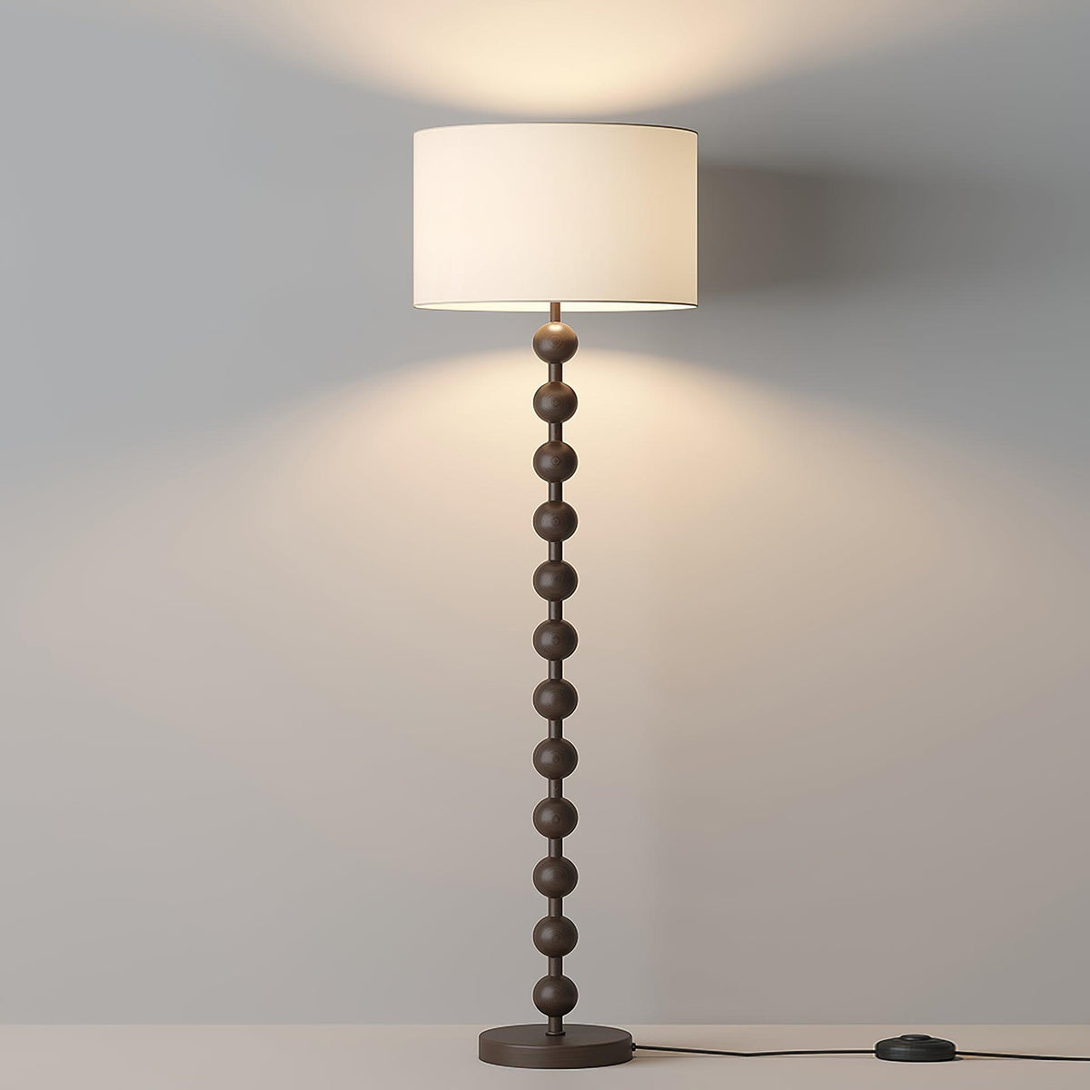 Tall Standing Lamp with White Shade 63 Inches Natural Wood Base Dimmable Accent Light for Bedroom Living Room Corner Reading Nook Modern Dec