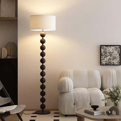 Tall Standing Lamp with White Shade 63 Inches Natural Wood Base Dimmable Accent Light for Bedroom Living Room Corner Reading Nook Modern Dec