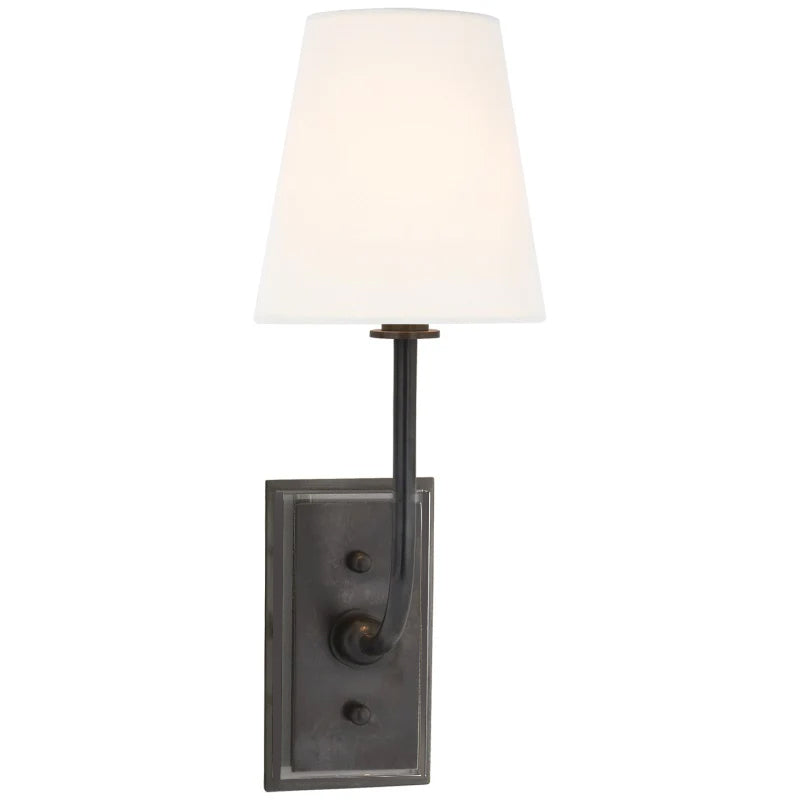 Fabric Shade Sconce Light with Brass Arm for Bedroom Reading & Hallway Accent | E12 Socket, Warm Ambient Glow, Space-Saving Install