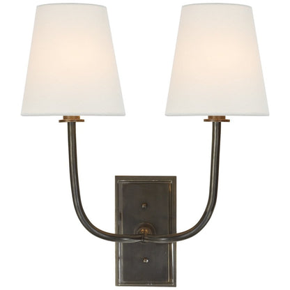Fabric Shade Sconce Light with Brass Arm for Bedroom Reading & Hallway Accent | E12 Socket, Warm Ambient Glow, Space-Saving Install