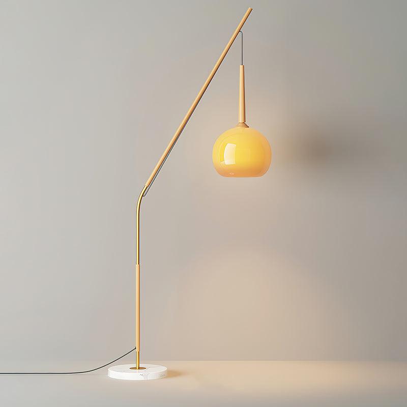 Arc Floor Lamp with Orange Glass Shade and Marble Base 66 in Tall for Living Room Bedroom Reading Corner Ambient Lighting Decor Side Lamp