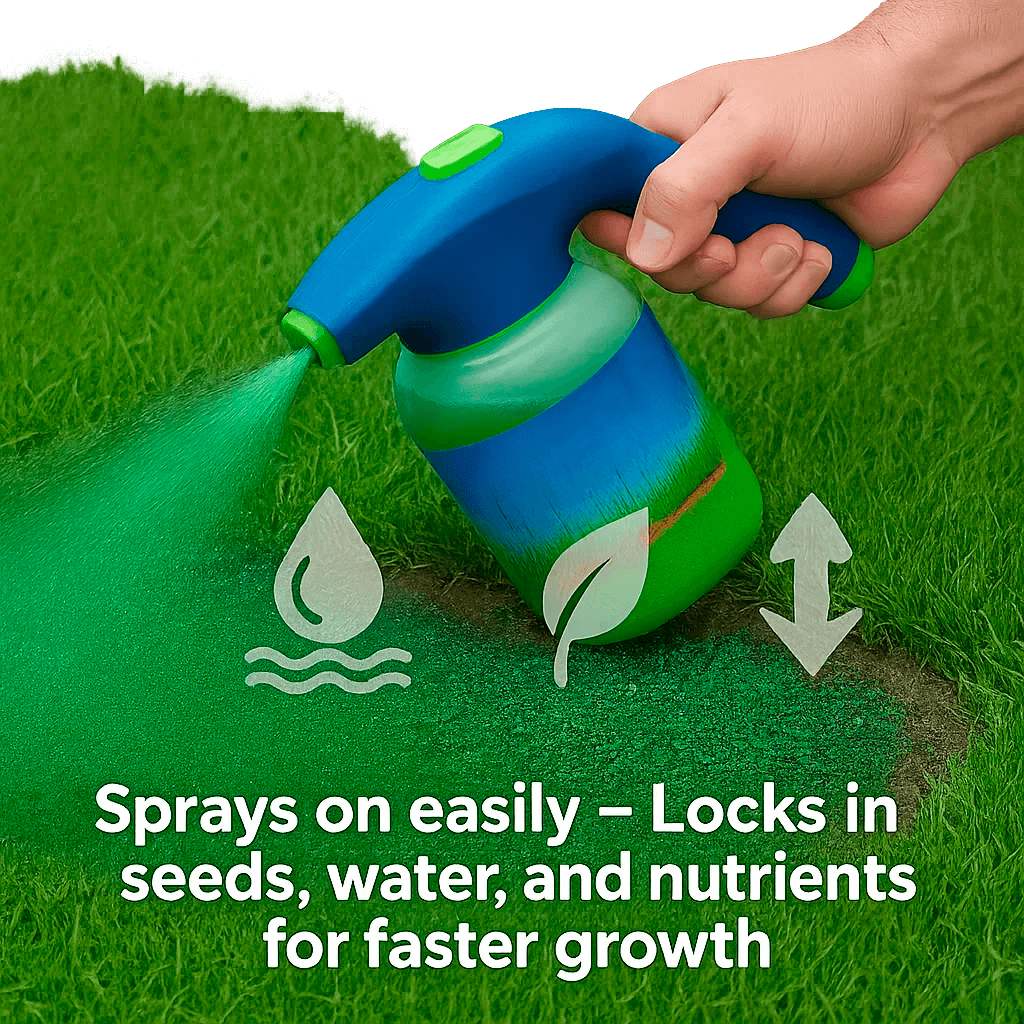 Spray-On Grass Seed Kit with Hose Attachment for Fast Lawn Coverage | Green-Up Formula for Bare Spots, High-Traffic Zones & Pet Damage
