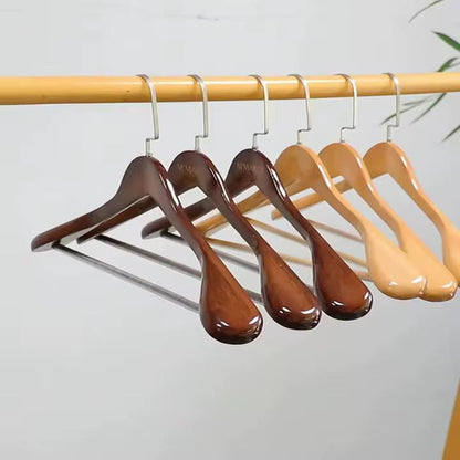 Wooden Clothes Hangers 10-Pack Wide Shoulder Design Non-Slip Glossy Finish for Closet Organization Coat Jacket Storage Heavy Duty Premium