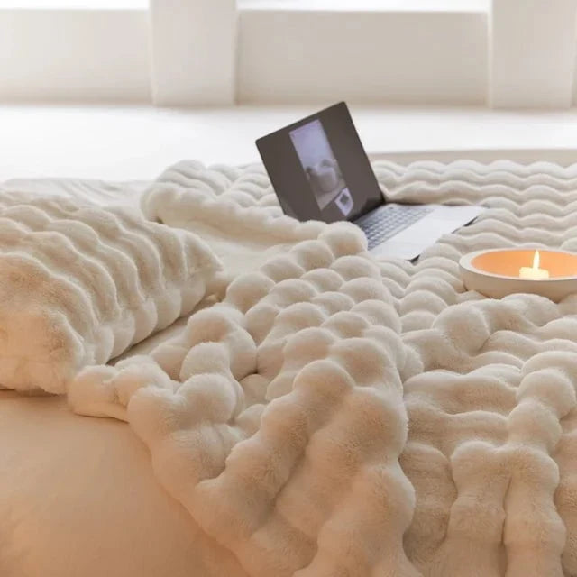 Plush Faux Fur Throw Blanket with Silky Soft Texture for Couch, Bed & Living Room Decor in Multiple Colors