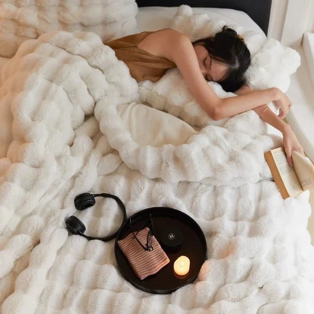 Plush Faux Fur Throw Blanket with Silky Soft Texture for Couch, Bed & Living Room Decor in Multiple Colors