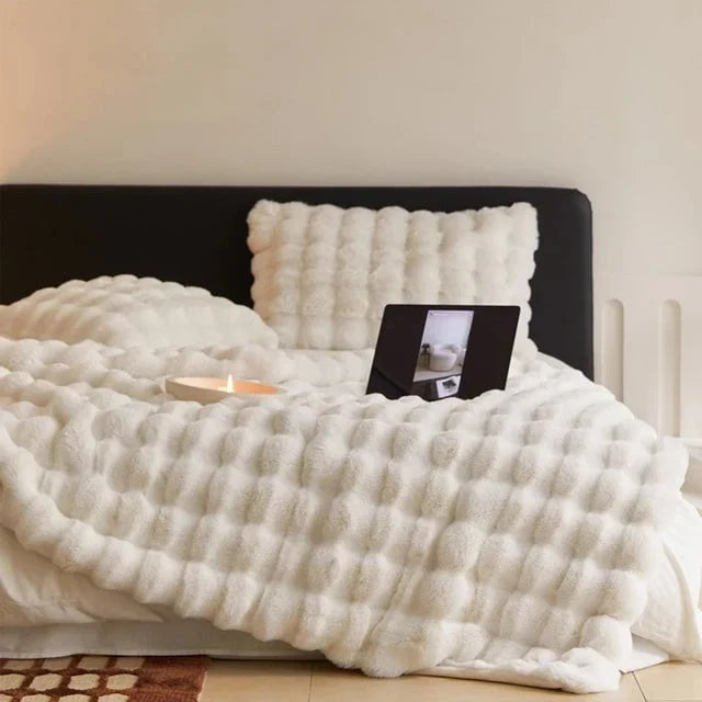 Plush Faux Fur Throw Blanket with Silky Soft Texture for Couch, Bed & Living Room Decor in Multiple Colors
