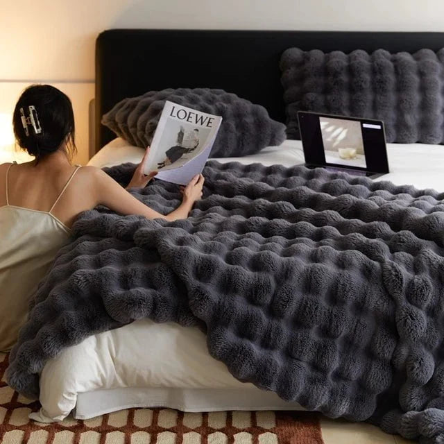 Plush Faux Fur Throw Blanket with Silky Soft Texture for Couch, Bed & Living Room Decor in Multiple Colors