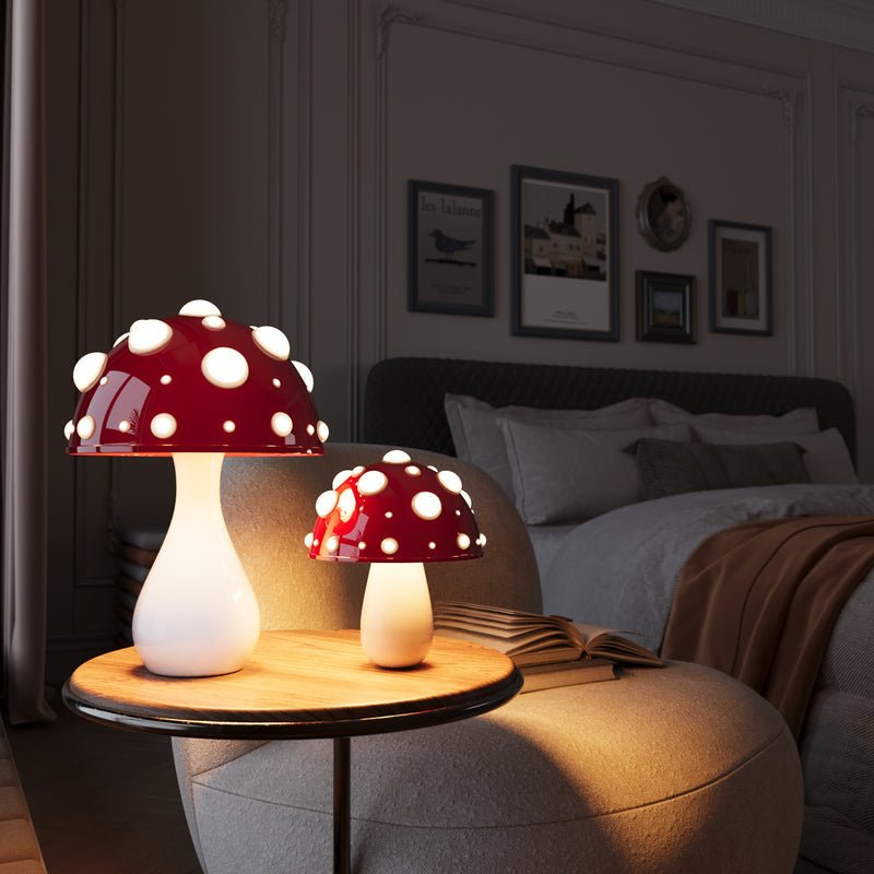 Mushroom Table Lamp Modern Desk Light Warm LED Glow Bedside Nightstand Accent Living Room Office Ambient Lighting Small Space Contemporary