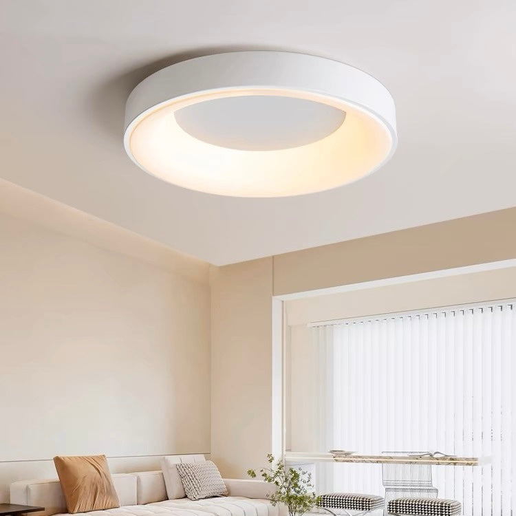 Round Flush Mount LED Fixture Iron Acrylic Low Profile for Bedroom Hallway Living Room Kitchen Dining Room Modern Minimalist Slim Design
