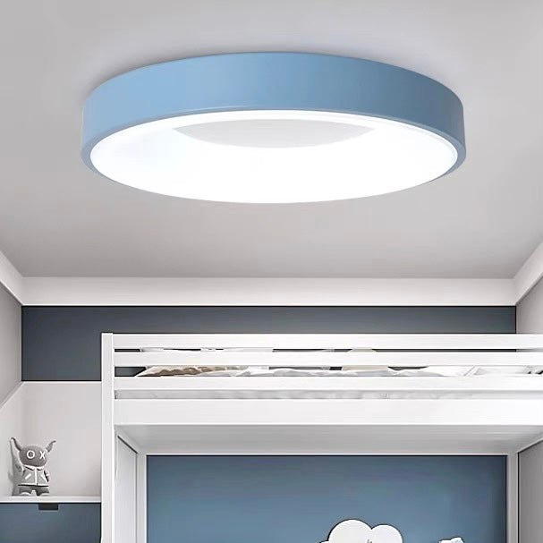 Round Flush Mount LED Fixture Iron Acrylic Low Profile for Bedroom Hallway Living Room Kitchen Dining Room Modern Minimalist Slim Design
