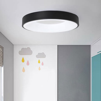 Round Flush Mount LED Fixture Iron Acrylic Low Profile for Bedroom Hallway Living Room Kitchen Dining Room Modern Minimalist Slim Design