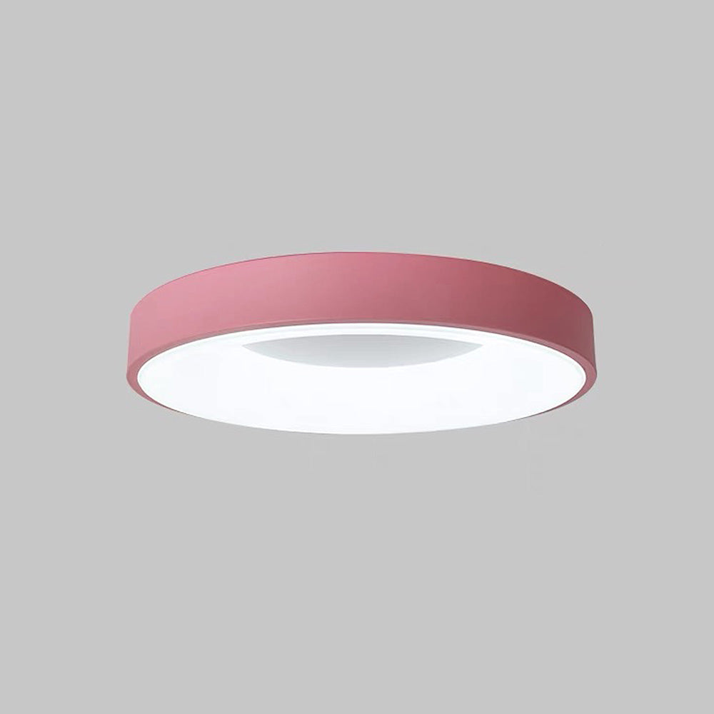 Round Flush Mount LED Fixture Iron Acrylic Low Profile for Bedroom Hallway Living Room Kitchen Dining Room Modern Minimalist Slim Design