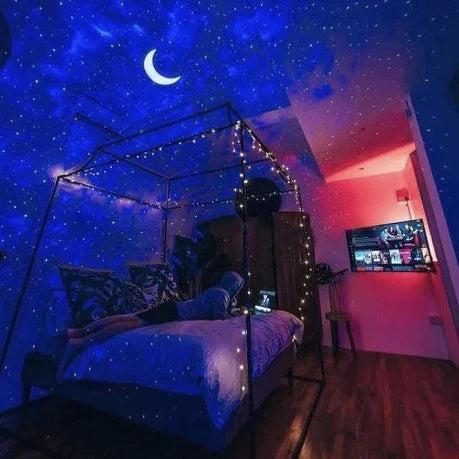 Starry Night Sky LED Projector with Bluetooth Speakers & Remote Control for Bedroom Ceiling Walls