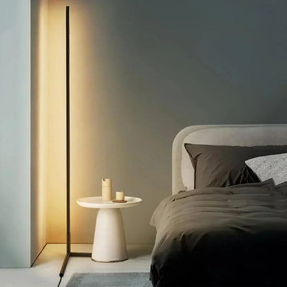 Wireless Remote LED Uplight with Adjustable Brightness for Bedroom, Living Room & Study Spaces | Modern Tall Pole Lamp in Black