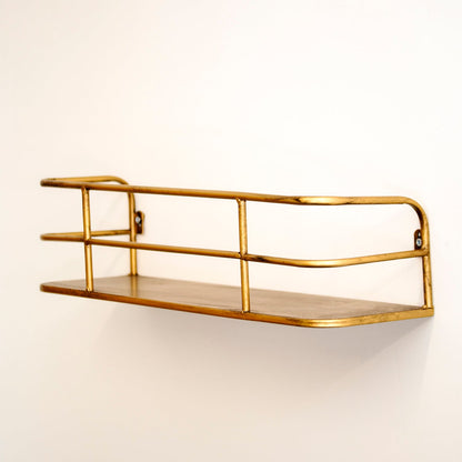 Floating Metal Display Shelf 22 Inches Wide Warm Brass Finish for Kitchen Bathroom Entryway Wire Frame Hanging Storage Organizer Rack