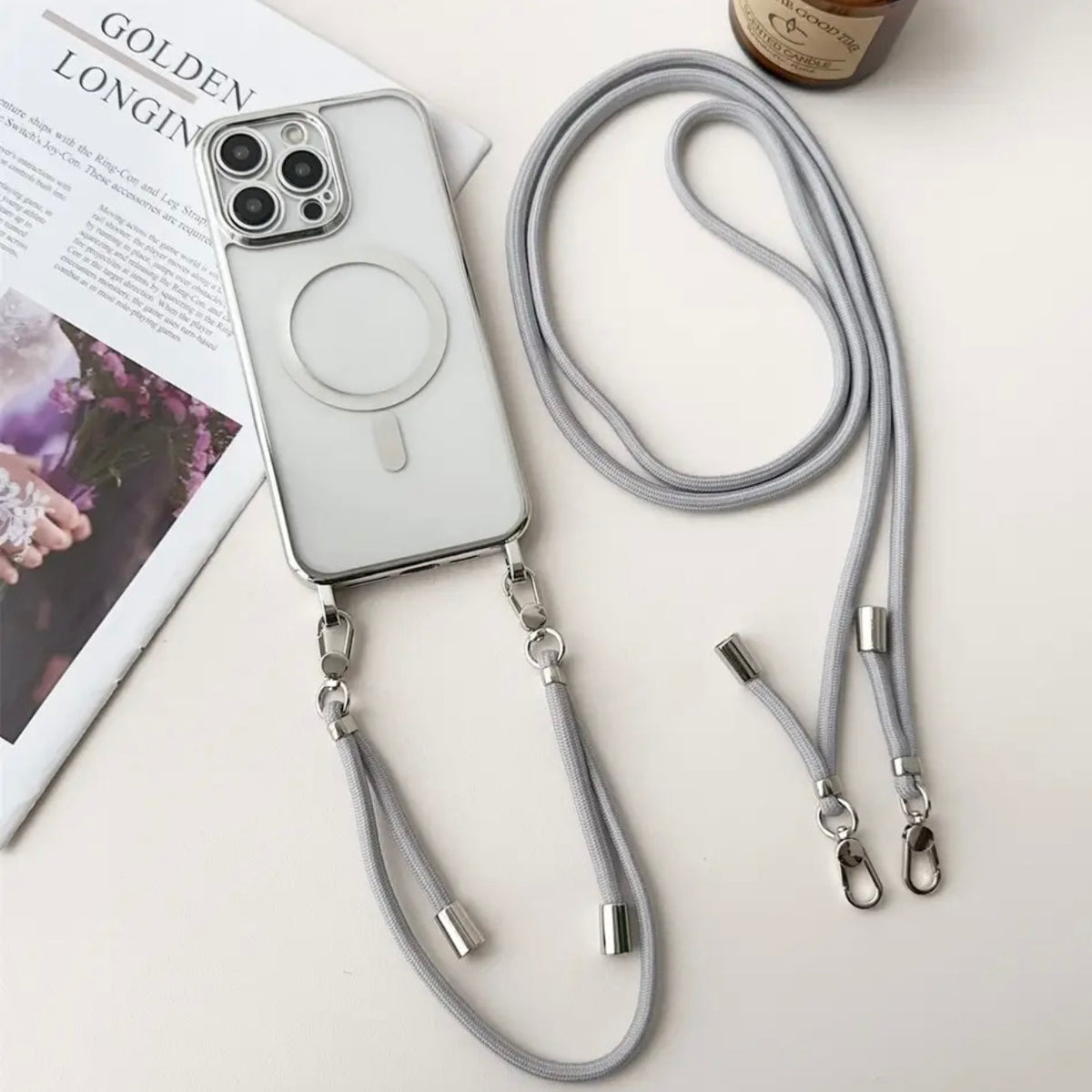 MagSafe Crossbody iPhone Case with Adjustable Strap for Hands-Free Carrying | Compatible with All MagSafe Accessories | Slim Protective