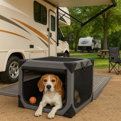 Travel Haven | Large Dog Crate with Chew-Resistant Fabric & Ventilation | Lightweight Design for Comfort and Security
