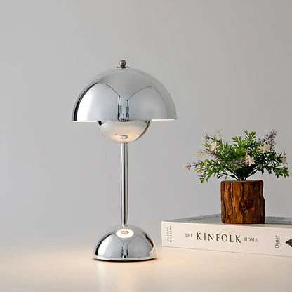 Cordless Rechargeable LED Accent Lamp with Touch Dimmer Chrome Finish 12 in Tall for Nightstand Dining Table Patio Living Room Bedroom Porta