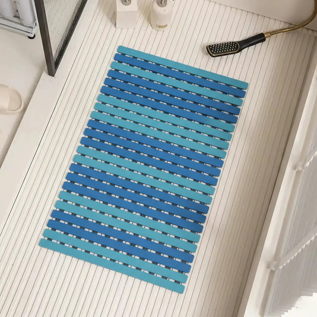 Textured Silicone Shower Mat with Suction Grip | Anti-Slip Bathroom Floor Cover for Tubs and Stalls | Drainage Design for Safety