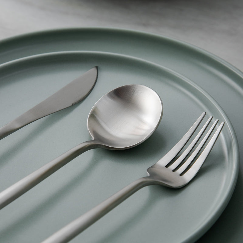 Stainless Steel Flatware Set – Matte Finish 5-Piece Place Settings for Everyday & Formal Dining