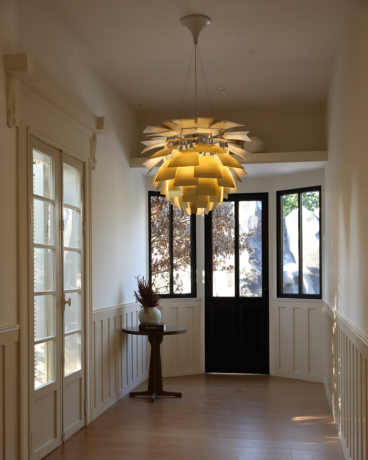 Layered Metal Fixture 19 in Wide Warm White E27 Socket Adjustable Height Kitchen Island Dining Room Cord Suspended Overhead Lighting Texture