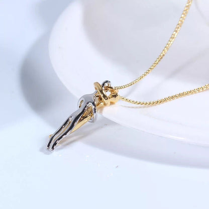 Embrace Pendant Necklace for Couples in Gold Rose Gold Silver Black | Adjustable Chain | Romantic Anniversary Gift