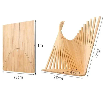 Fold-Down Workspace Table Natural Wood 24x24 Inches for Apartments Studios Bedrooms Small Rooms Laptop Station Handcrafted Slatted Surface R