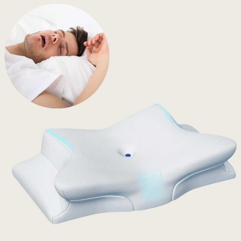 Contoured Memory Foam Sleep Pillow for Airway Support and Neck Alignment – Dual Height for Side and Back Sleepers, Breathable Mesh Cover
