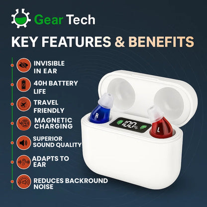 In-Ear Rechargeable Hearing Aids with Long-Lasting Battery | Comfortable Fit for Clear Sound