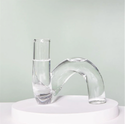 Curved Tabletop Bud Vase 5.1 inches Heat-Resistant Glass Small Centerpiece for Fresh Flowers & Cuttings Gray Blue Pink Black