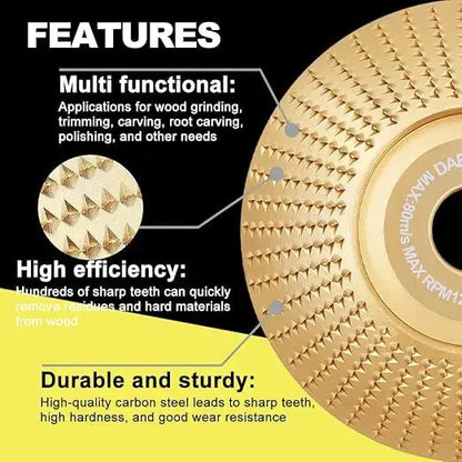 Tungsten Carbide Shaping Wheel Set for Angle Grinders – 3-Piece Wood Carving Sanding Disc Kit for Woodworking, Sculpting & Surface Finishing