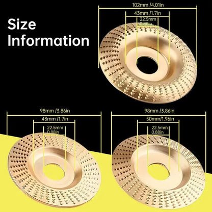 Tungsten Carbide Shaping Wheel Set for Angle Grinders – 3-Piece Wood Carving Sanding Disc Kit for Woodworking, Sculpting & Surface Finishing