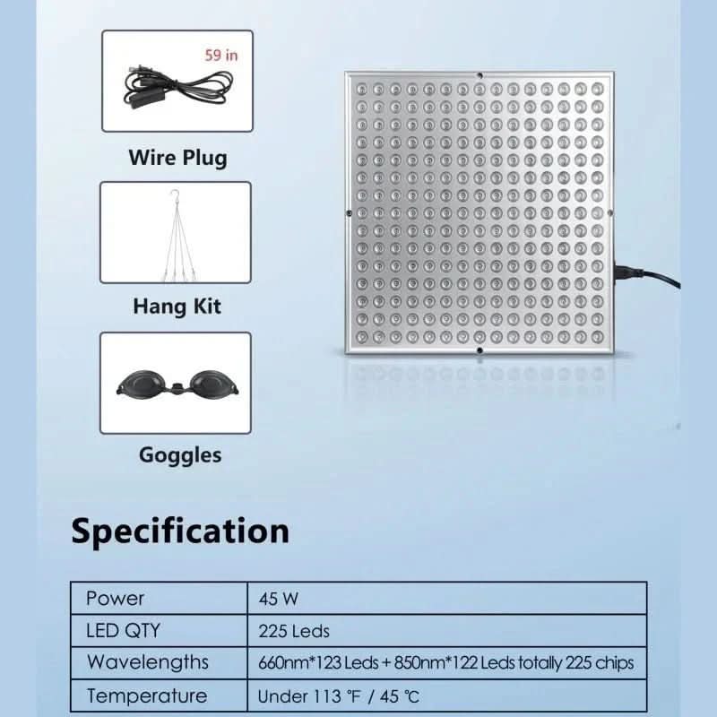 LUMIRED – Red Light Therapy Panel 225 LED Skin Rejuvenation Lamp