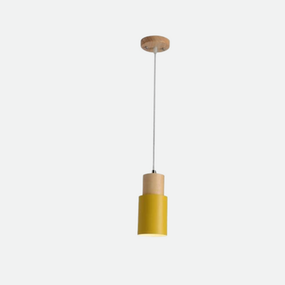 Mini Cylinder Drop Ceiling Light E27 Socket Wood & Iron Shade Adjustable Cord for Kitchen Island Dining Table Bedroom Scandinavian Style Han