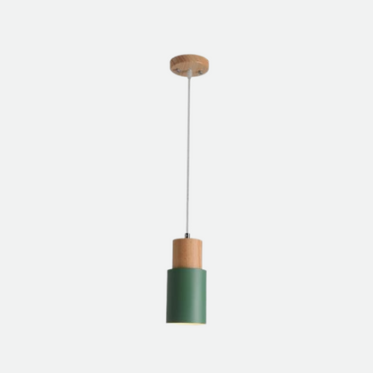 Mini Cylinder Drop Ceiling Light E27 Socket Wood & Iron Shade Adjustable Cord for Kitchen Island Dining Table Bedroom Scandinavian Style Han