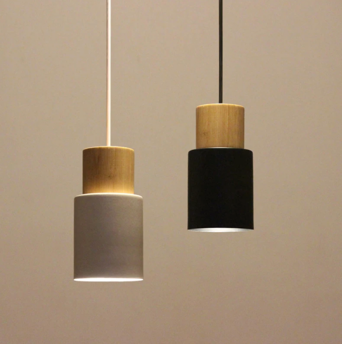 Mini Cylinder Drop Ceiling Light E27 Socket Wood & Iron Shade Adjustable Cord for Kitchen Island Dining Table Bedroom Scandinavian Style Han