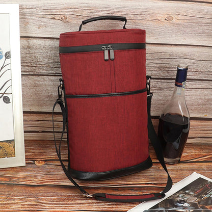 Insulated Wine Tote Bag for 2 Bottles with Adjustable Strap | Durable Canvas Carrier for Safe Travel
