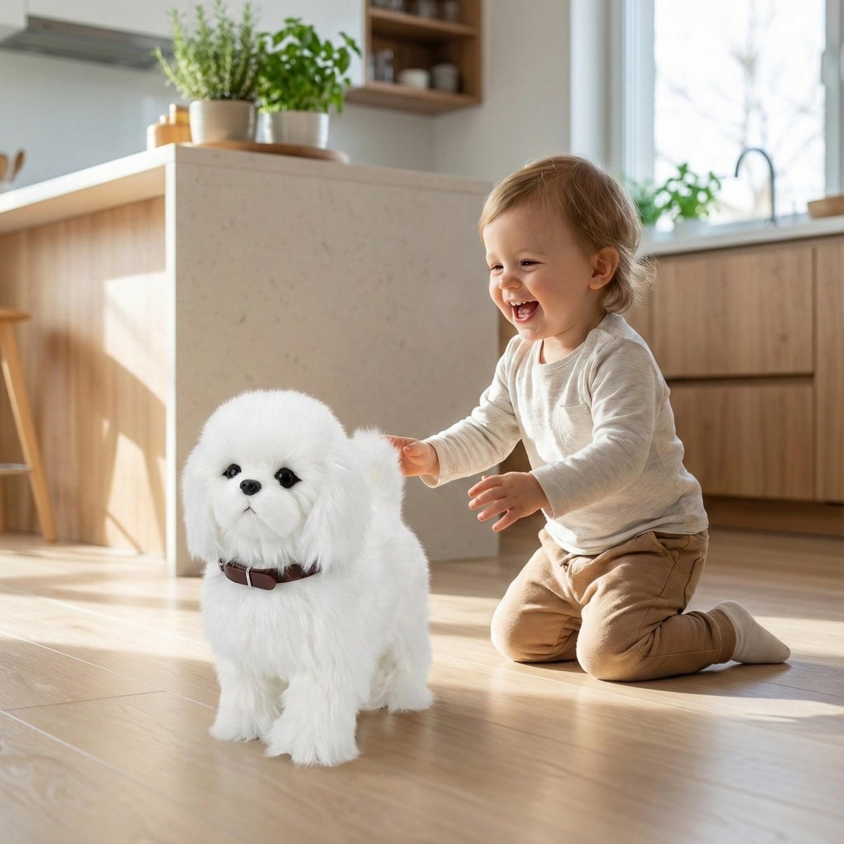 Robot Dog Toy, Interactive Plush Toy Dog That Walks and Barks, Puppy Dog Robot for Kids with Wagging Tail