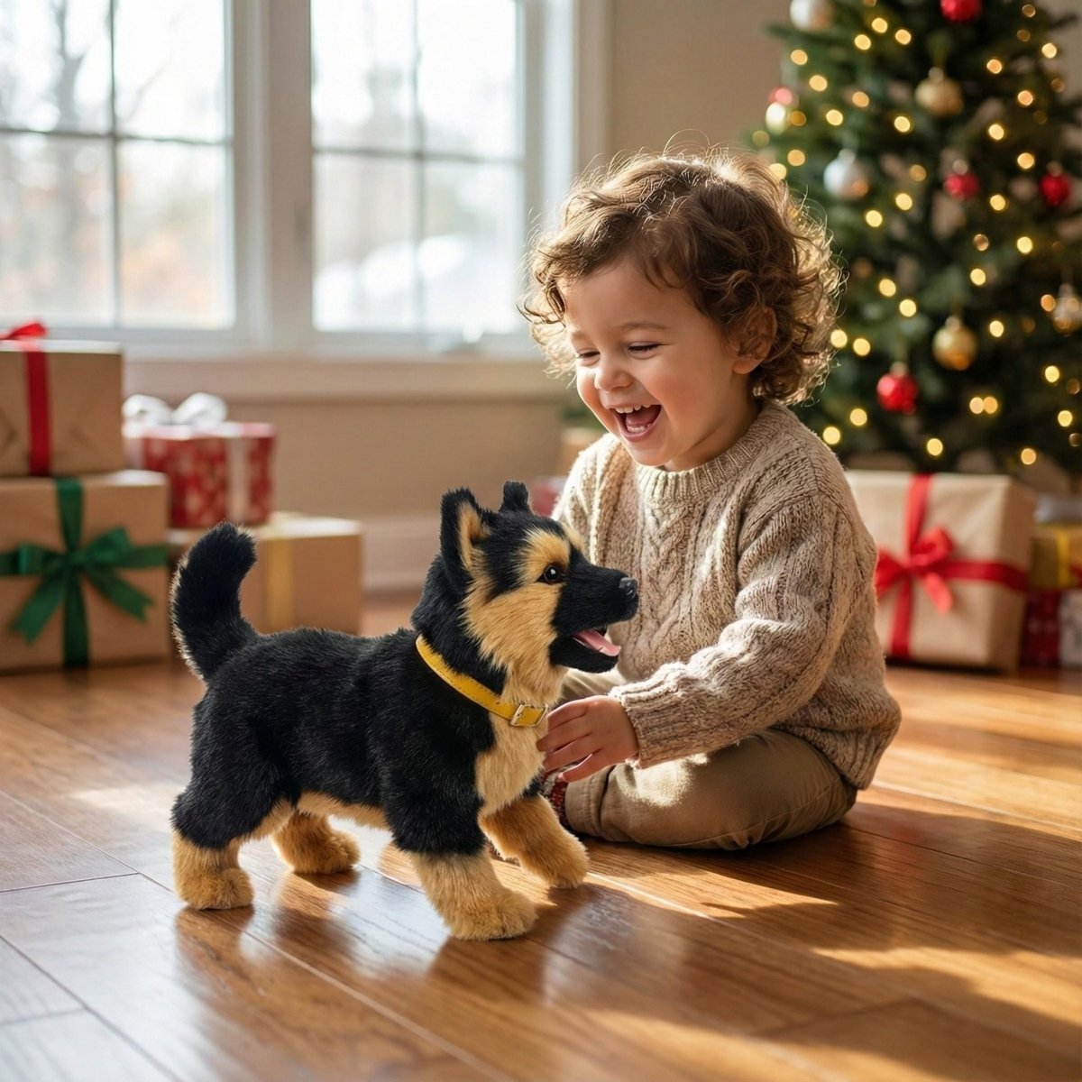 Robot Dog Toy, Interactive Robot Puppy Toy for Kids that Walks and Barks with Wagging Tail, Realistic Plush Robotic Dog