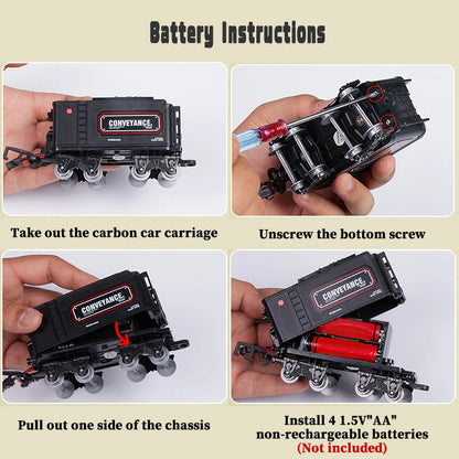 Electric Train Set for Kids with Lights and Sounds, Battery Operated Toy Train with Steam Effects, Railway Toy Set