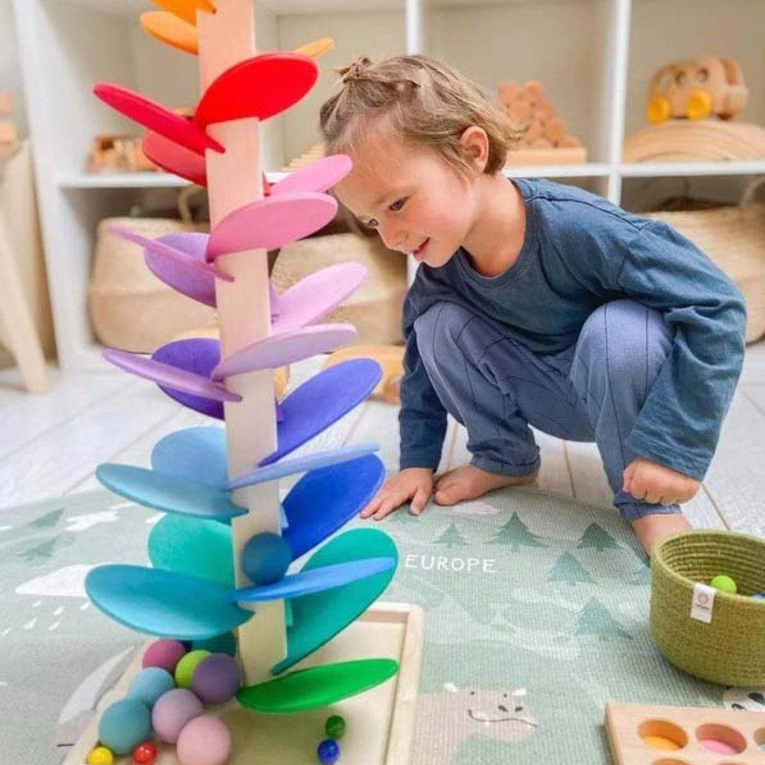 Musical Ball Drop Tower Toy for Toddlers | Sensory Development Activity with Colorful Rolling Tracks | Safe Wooden Learning Game for Early