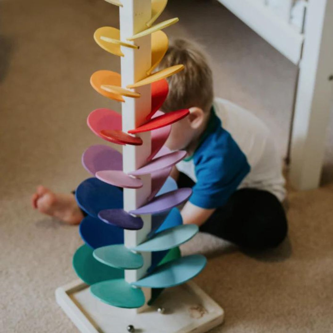 Musical Ball Drop Tower Toy for Toddlers | Sensory Development Activity with Colorful Rolling Tracks | Safe Wooden Learning Game for Early
