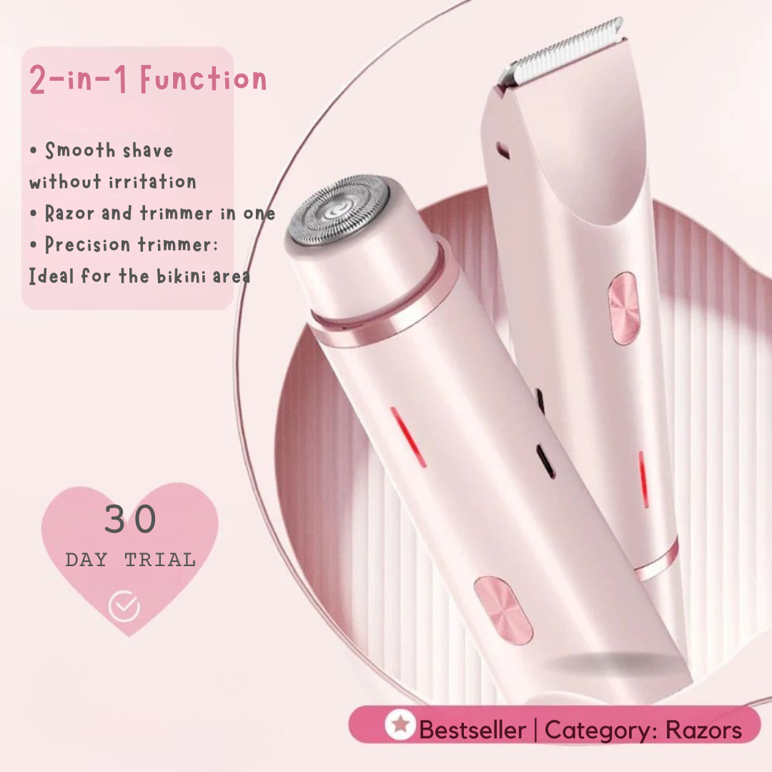 Cordless Electric Body Shaver for Women | Waterproof Trimmer for Sensitive Skin | Dual Heads Wet Dry Use | Travel-Ready USB Rechargeable