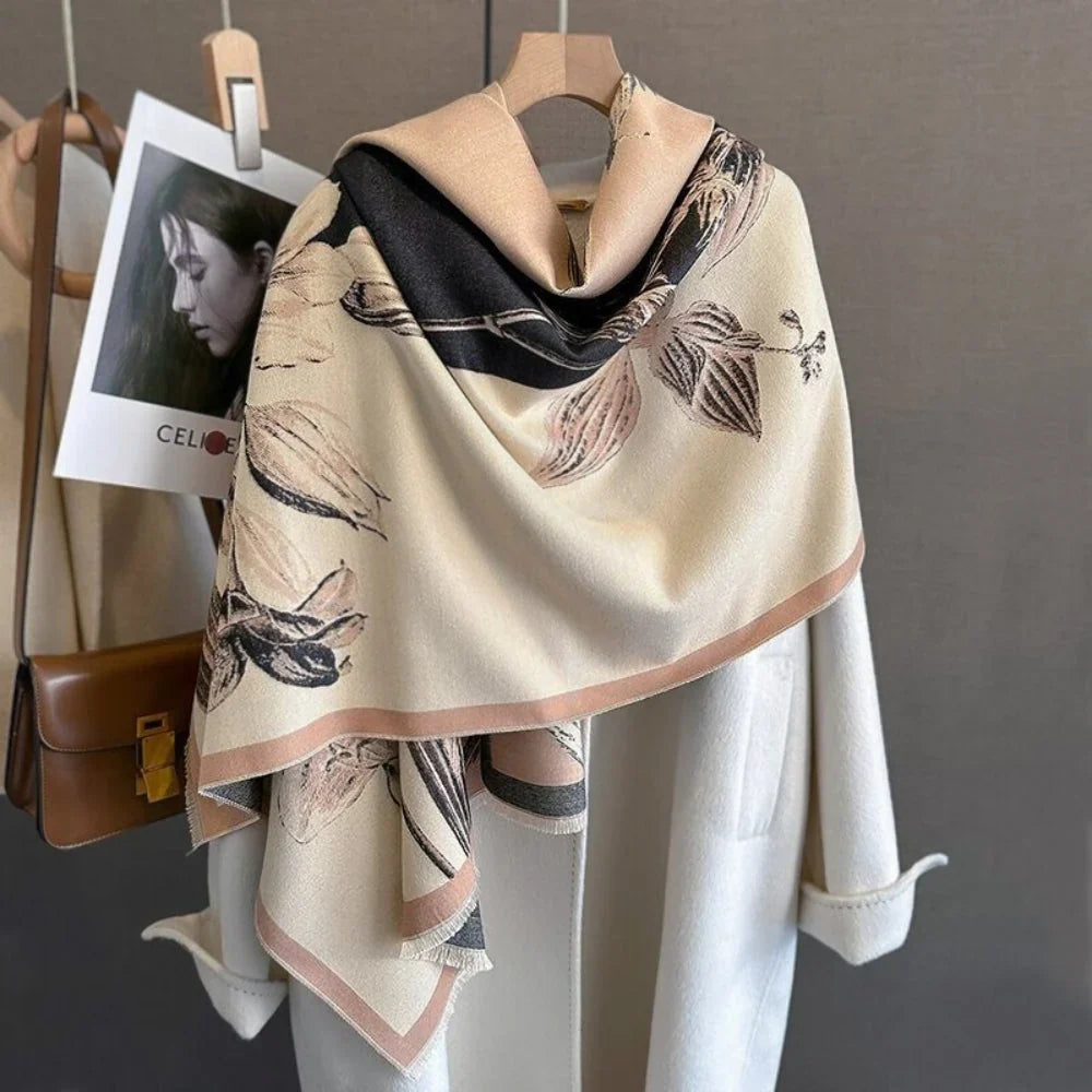 Iris Floral Scarf - Soft Thick Microfiber, Elegant Design for Women