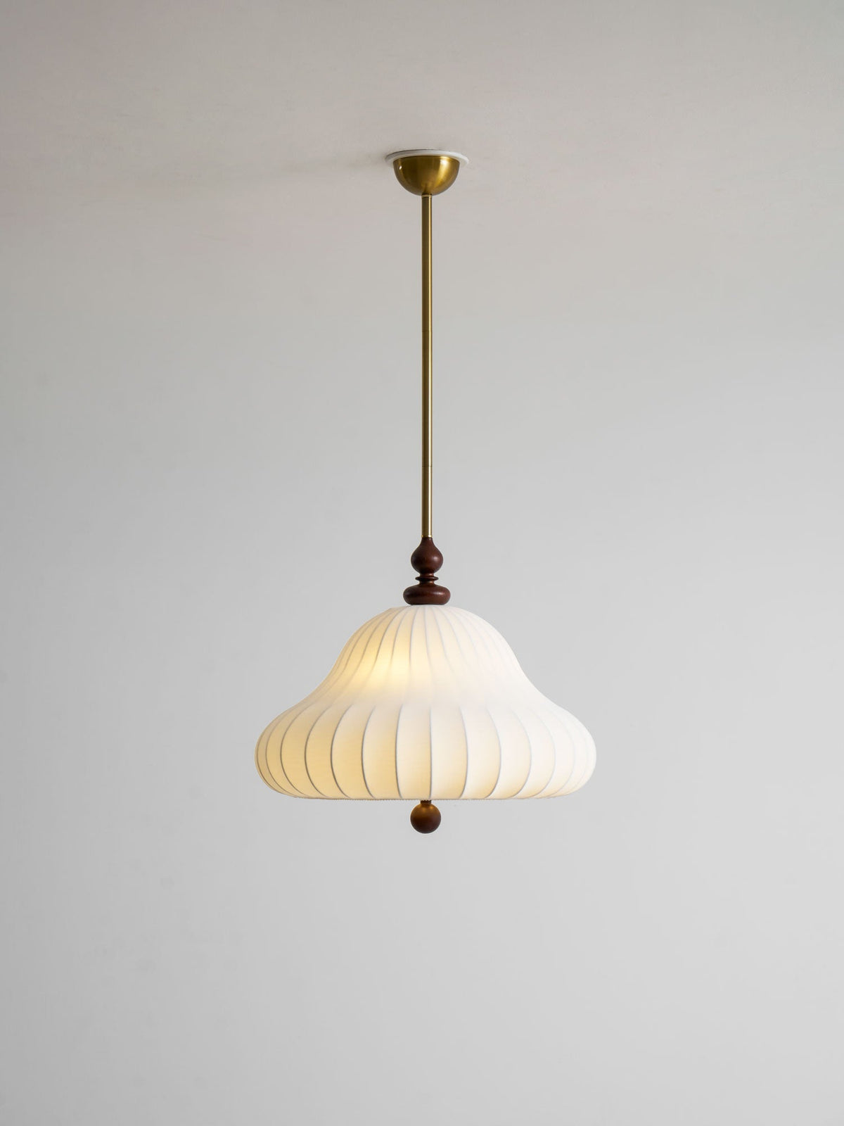 Adjustable Hanging Lamp with Layered Petal Shade Wood Metal Mixed Material 20 Inch Diameter for Dining Living Bedroom