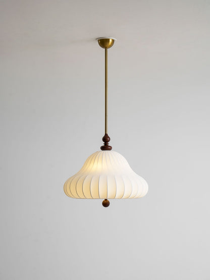 Adjustable Hanging Lamp with Layered Petal Shade Wood Metal Mixed Material 20 Inch Diameter for Dining Living Bedroom