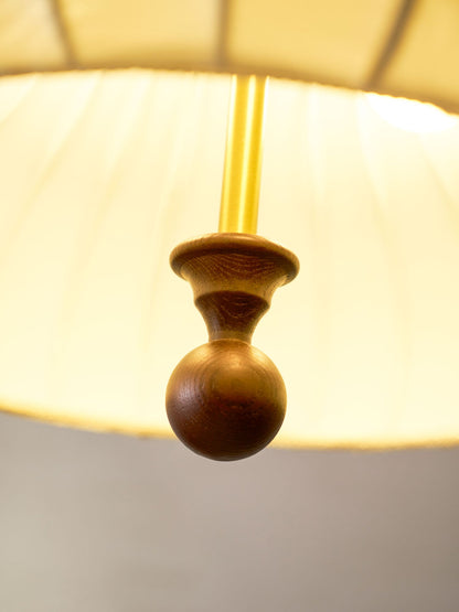 Adjustable Hanging Lamp with Layered Petal Shade Wood Metal Mixed Material 20 Inch Diameter for Dining Living Bedroom