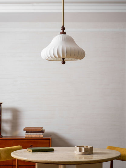 Adjustable Hanging Lamp with Layered Petal Shade Wood Metal Mixed Material 20 Inch Diameter for Dining Living Bedroom